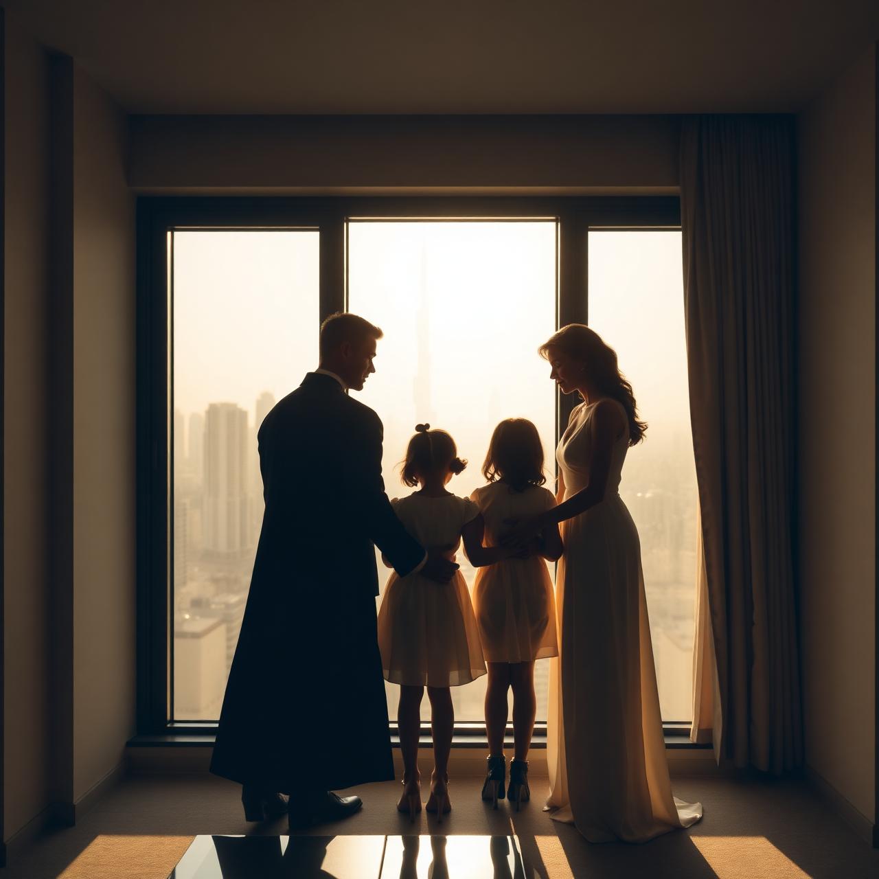 A family overlooking Dubai